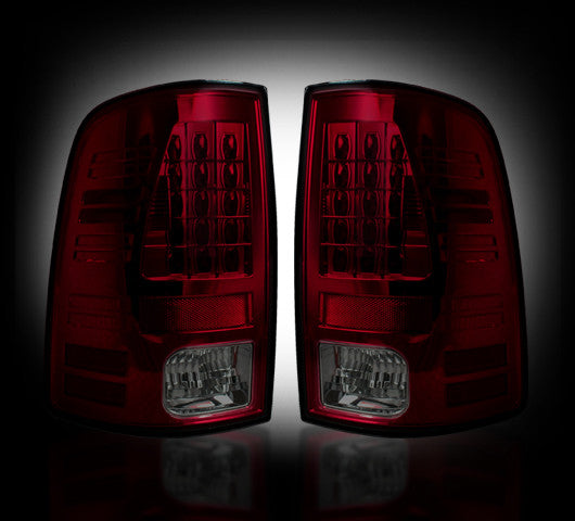2009-2013 Ram 1500 2500 3500 Rear Dark Smoked Red Taillights w/ Brake LED Bulbs