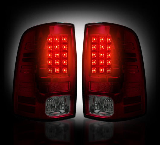 2013-14 Dodge Ram Rear Brake & Reverse Dark Red Taillights w/ Brake LED Bulbs