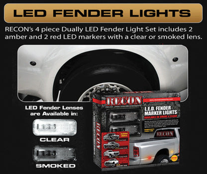 2010-2014 Dodge Truck Dually Clear LED Rear Fender Side Marker Lights Lamps