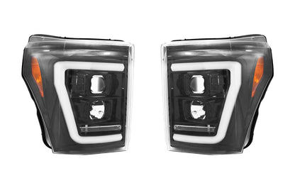 2011-2016 Ford F250 F350 Super Duty RECON Smoked OLED Halo Projector Headlights