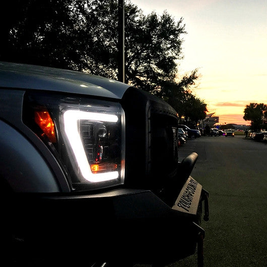 2011-2016 Ford F250 F350 Super Duty RECON Smoked OLED Halo Projector Headlights