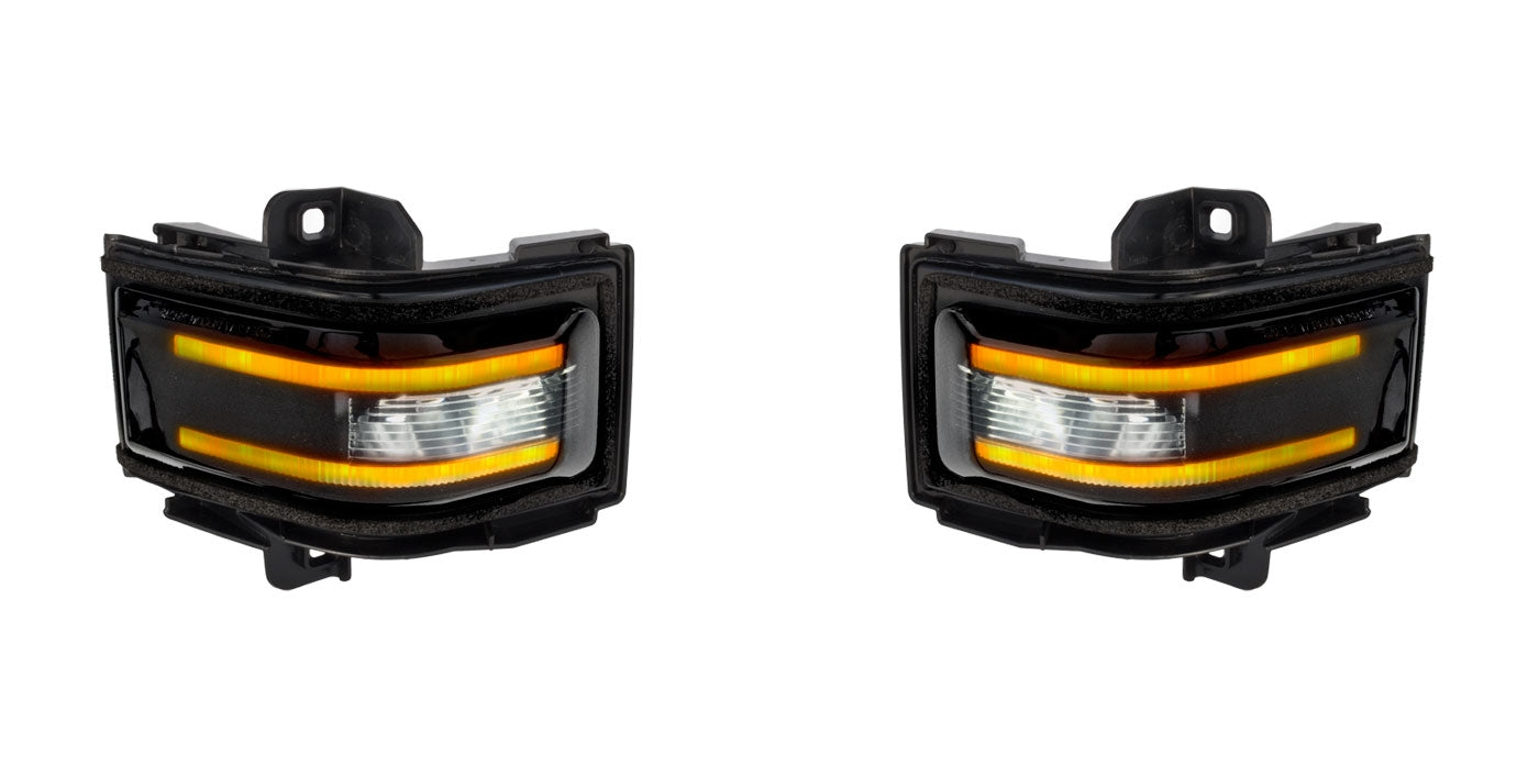 2017-2018 Ford Super Duty Truck RECON Smoked Side Mirror Lenses Amber LED Lights