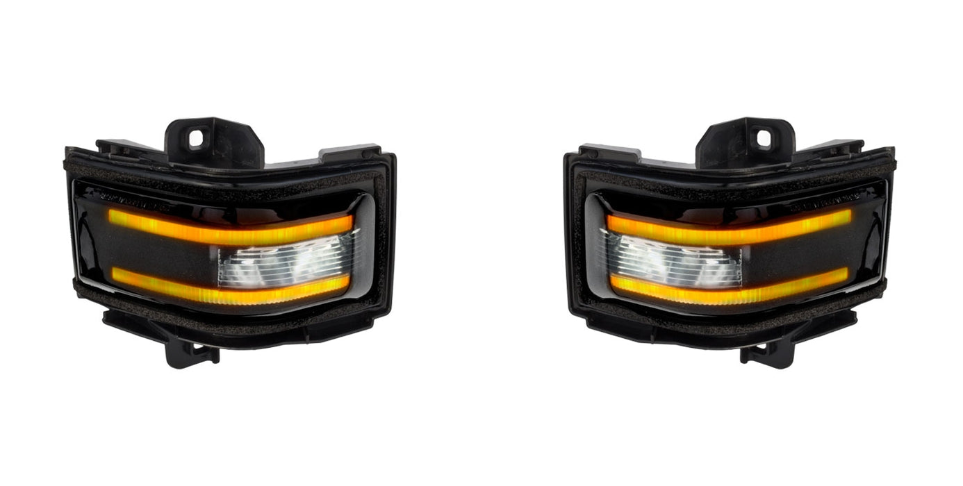 2017-2018 Ford Super Duty Truck RECON Smoked Side Mirror Lenses Amber LED Lights