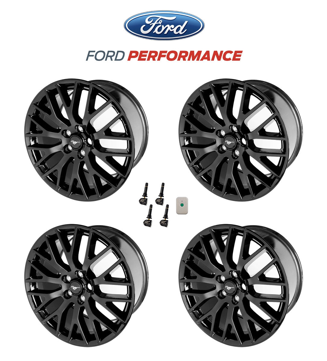 2015-2023 Mustang GT OEM Staggered Gloss Black Wheels 19" x 9" & 9.5" w/ TPMS