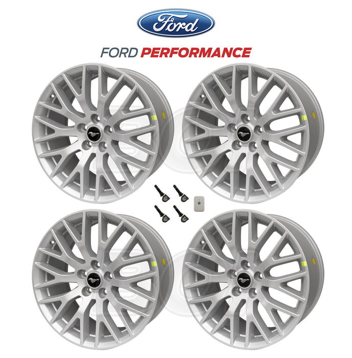 2015-2023 Ford Mustang OEM 19" Staggered Silver Wheels & TPMS Kit - Set of 4