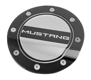 2015-2023 Ford Mustang Black w/ Silver Fill Embossed Gas Fuel Door Comp Series