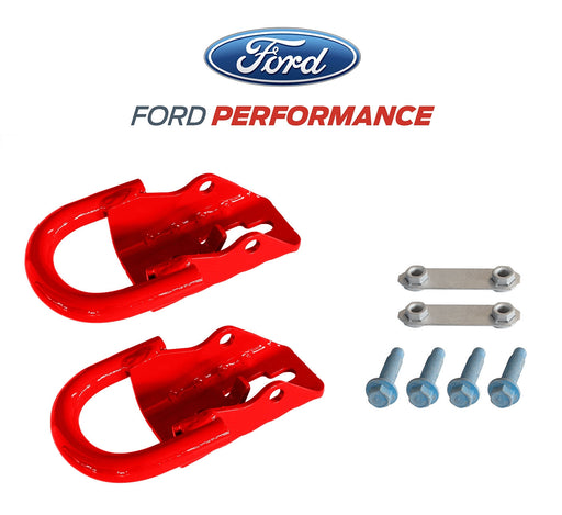 2015-2023 F150 Ford Performance M-18954-F15R Red Steel Front Tow Hooks Pair