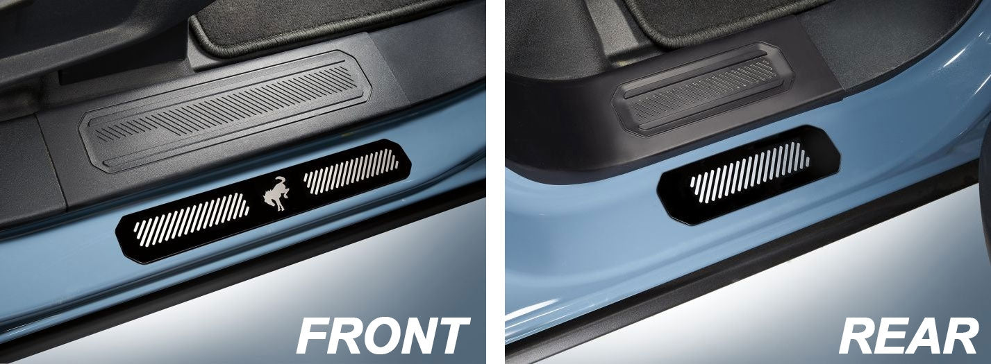 2021-2023 Bronco 4-Door Genuine Ford OEM Sill Step Plates Black Stainless Steel