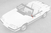 1989-93 Mustang Convertible Front of Door Belt Molding Extension at Mirror (RH)