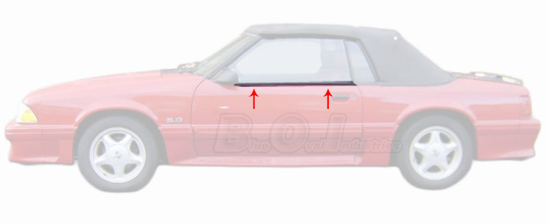 1987-1993 Mustang GT LX Convertible Outside Door Beltline Moldings Mouldings