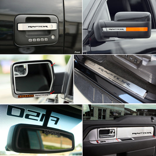2010-2013 Ford F-150 Raptor Stainless Steel Door Handles Sills Mirror Trim Kit