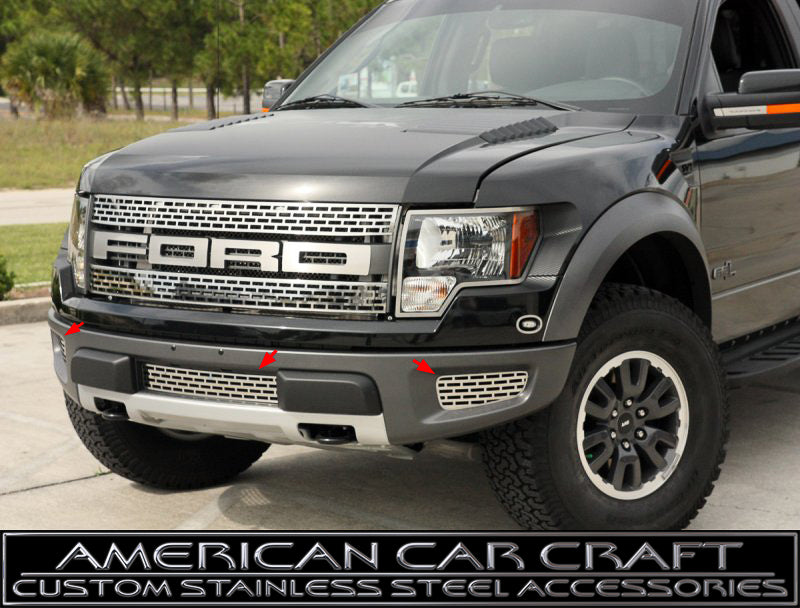 2010-2014 Ford F-150 Raptor Brushed Stainless  Lower Grille Kit (3 pc)