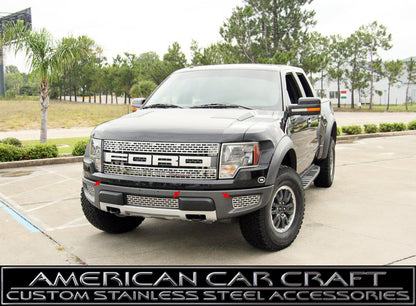 2010-2014 Ford F-150 Raptor Brushed Stainless  Lower Grille Kit (3 pc)