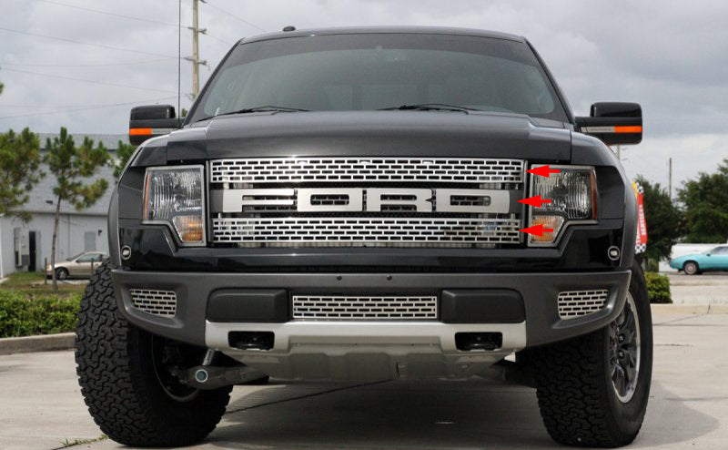 2010-2014 Ford F-150 Raptor Brushed Stainless  Upper Grille & FORD Letters