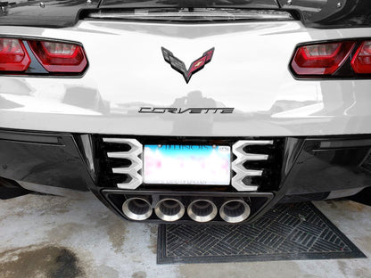 2014-2019 C7 Corvette Rear License Plate Frame - G8G Arctic White & Black