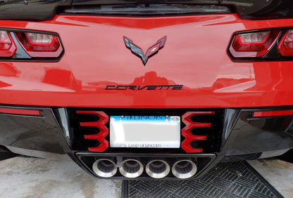 2014-2019 C7 Corvette Rear License Plate Frame - GKZ Torch Red & Black